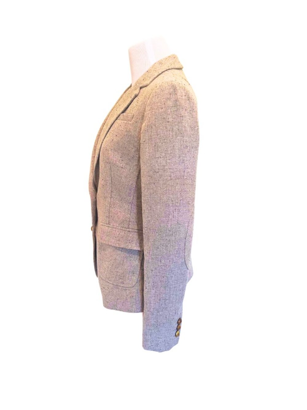 BR Tailored Speckled Gray Wool Blend Tweed Jacket - Picture 4 of 13
